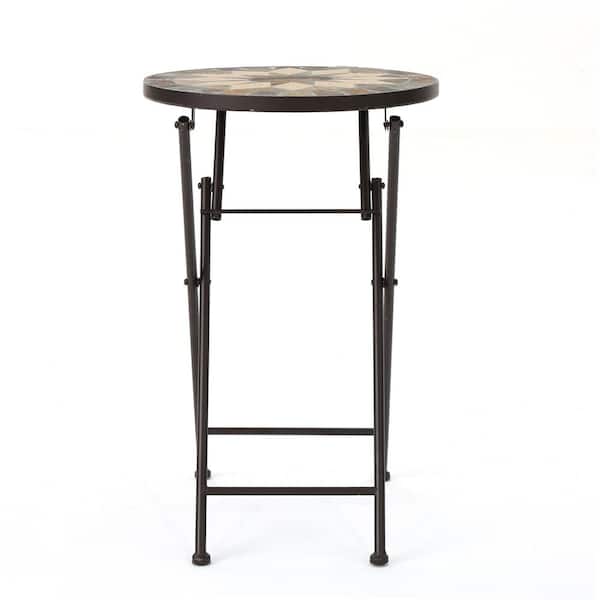 Noble House Canaan Round Stone Outdoor Patio Side Table