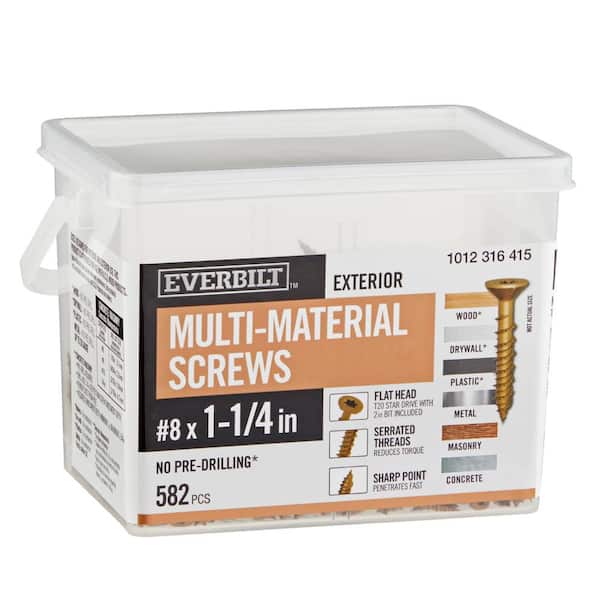 8 x 1-1/4 in. Brown 6-Lobe Torx Drive Exterior Flat Head Multi-Material Screw 3 lbs.-Box (582-Piece)