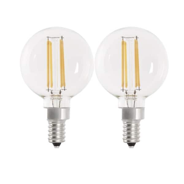 Feit Electric 60-Watt Equivalent G16.5 Dimmable Filament CEC Clear Globe E12  Candelabra LED Light Bulb, Bright White 3000K(2-Pack) BPG1660930CAFIL/2 -  The Home Depot