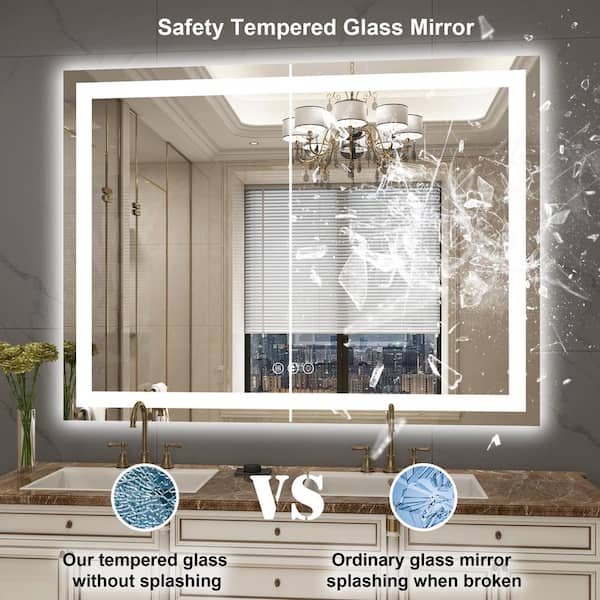 Klajowp 48 in. W x 36 in. H Rectangular Tempered Glass Frameless  