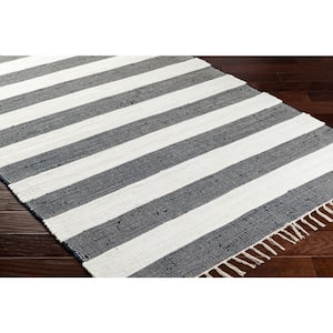 Cotone Charcoal Striped 3 ft. x 8 ft. Indoor Runner Area Rug