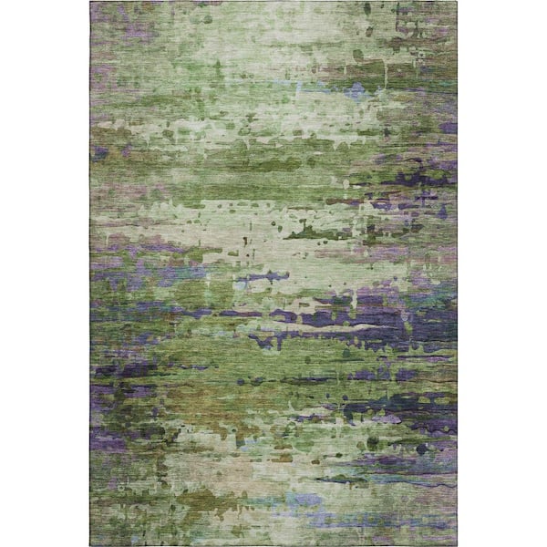 Mayfield Premium Machine Washable Abstract AMF2035 Green 10 ft. x 14 ft. Area Rug