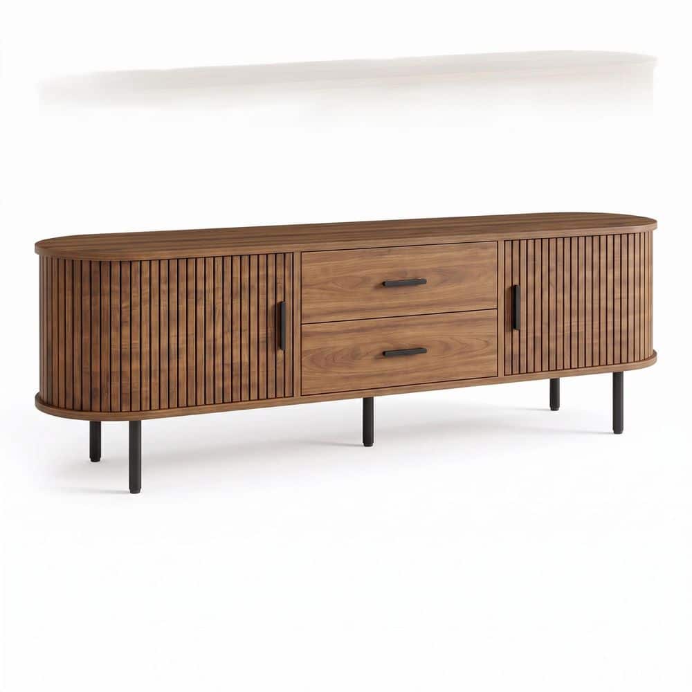 Ezlynn 71 in. Brown TV Stand Fits TVs up to 70 to 75 in. with Storage Cabinet, Mid-Century Modern Entertainment Center price history on PriceWatchPro