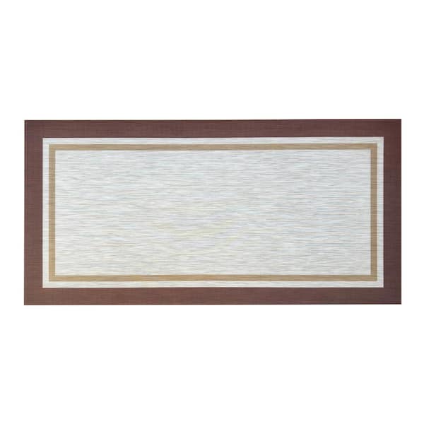 Unbranded Sedona Brown Woven Vinyl Home Kitchen Mat Waterproof Area Rug for Indoor/Outdoor 24 in. x 47 in.