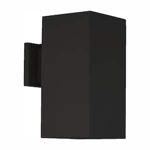 6" LED Square Cylinder Collection Black Modern Outdoor Wall Lantern Light