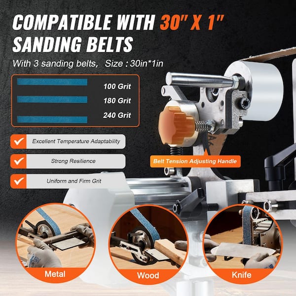 Electric Desktop Belt Sander 1x30 5000rpm Abrasive Belt Bench Polishing Grinder Vertical Horizontal Belt Machine Brushless 550W 110V Motor Fixed Angle Opening Belt Polisher Sharpener