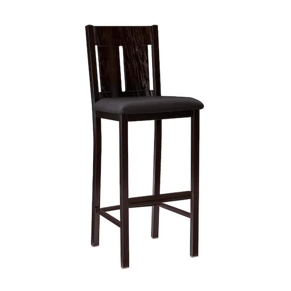 Linon Home Decor Cleo 45.5 in. H Black High back wood frame Bar Stool with Faux leather seat