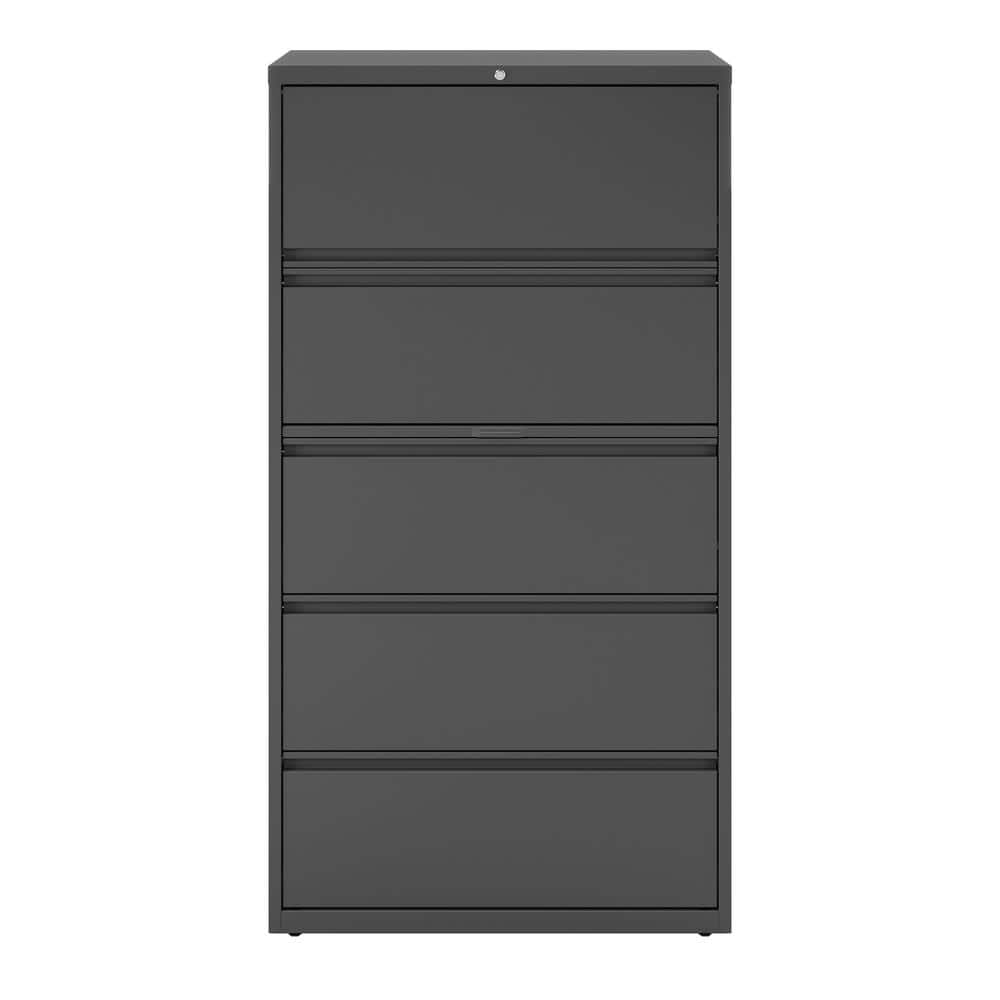 Charcoal 36" Wide 5 Drawer Lockable Lateral File Cabinet