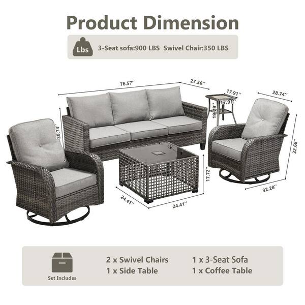 アフリカンファニチャー 5セット Kaplan 5pc Outdoor Sofa Set W/ Fire Table | Crosley Furniture