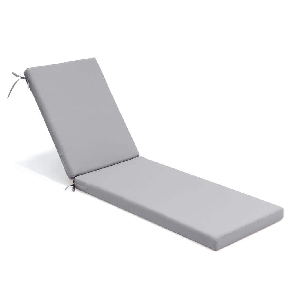 20.9 in. x 71.8 in. Outdoor Chaise Lounge Cushion in Light Gray