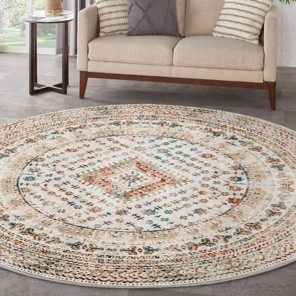 Thalia Beige Multicolor 5 ft. x 5 ft. All-over design Transitional Round Area Rug