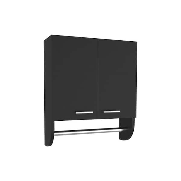17.4 in. W x 20.3 in. Black H Rectangular Engineered Wood Surface Mount Medicine Cabinet without Mirror