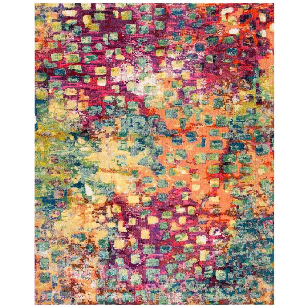 Fuchsia and Gold 9' x 12' Synthetic Rectangular Area Rug