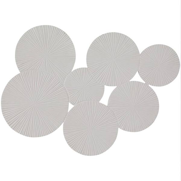Litton Lane 53 in. x 39 in. Wood White Carved Pinwheel Plate Wall Decor