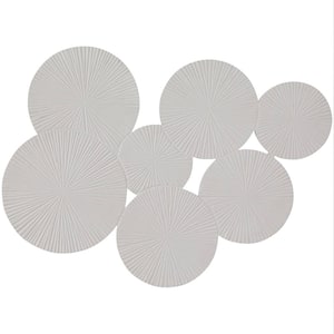 53 in. x  39 in. Wood White Carved Pinwheel Plate Wall Decor