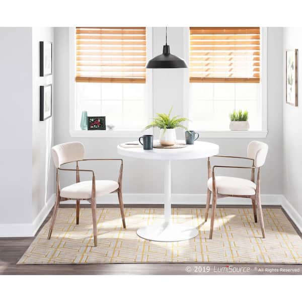 Savannah Chair in Cream Noise Fabric, White Washed Wood, and Copper Accents (Set of 2)