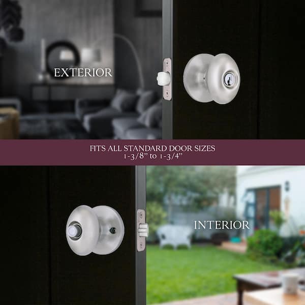 Beale Satin Nickel Keyed Entry Door Knob Featuring Dual Keyway