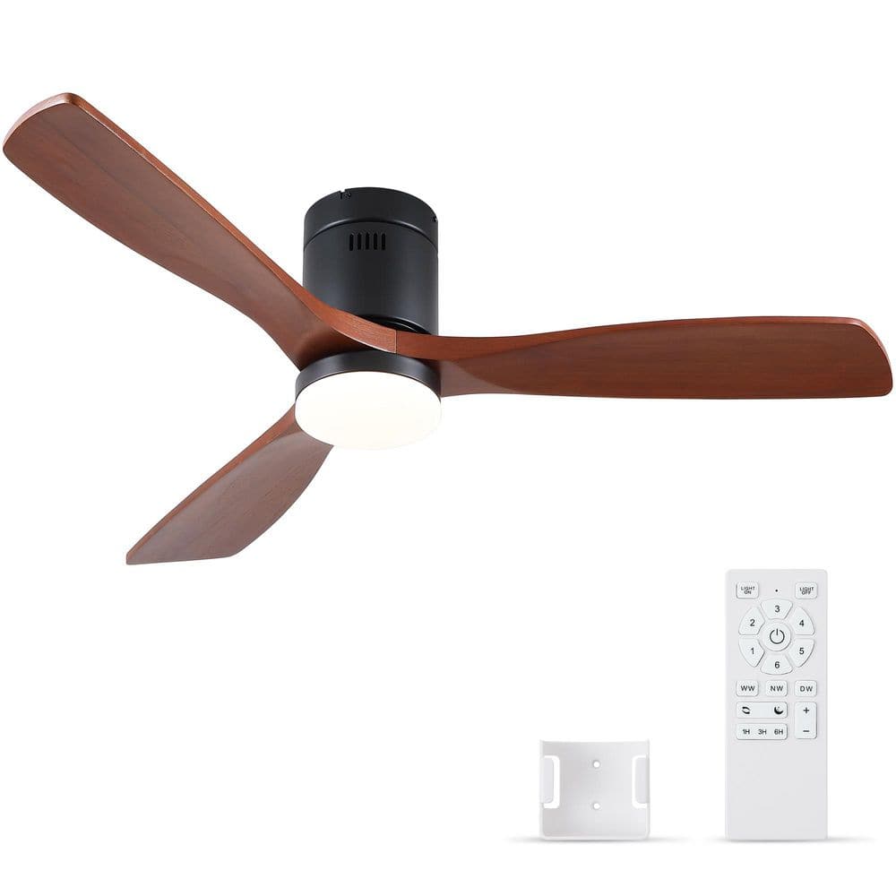 52 in. Indoor Flush Mount Integrated LED Ceiling Fan with 6-Speed DC Remote Control and Dimmable light price history on PriceWatchPro