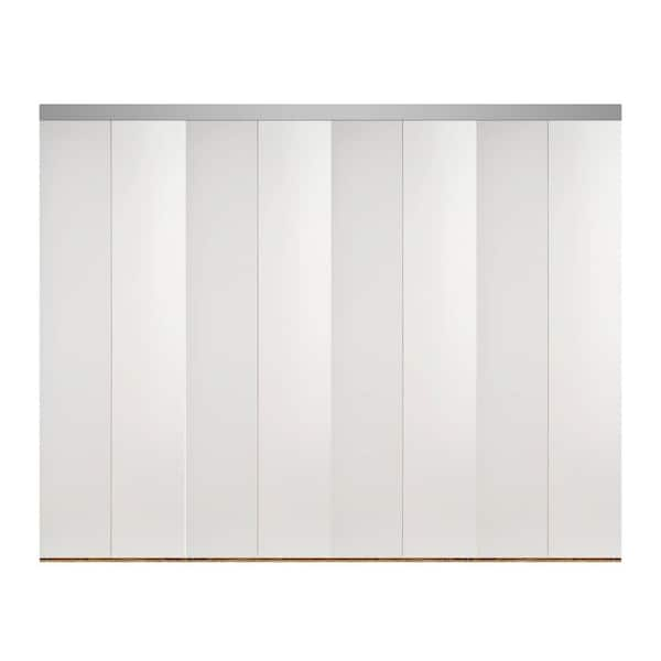 Impact Plus 144 in. x 96 in. Smooth Flush White Solid Core MDF Interior Closet Bi-Fold Door with Chrome Trim