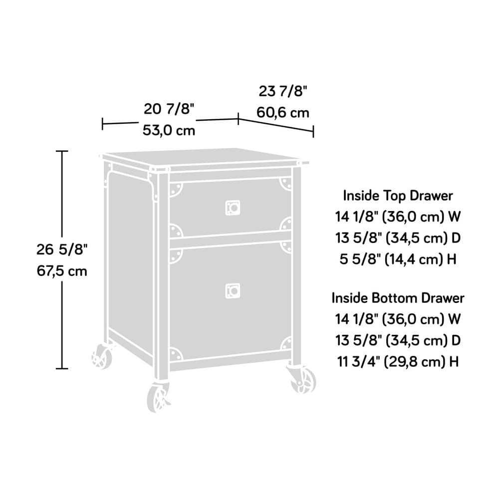 Steel River Milled Mesquite 2-Drawer Mobile File Cabinet with Metal Accents