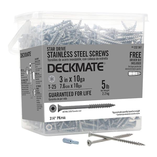 DECKMATE #10 3 in. Star Flat-Head Stainless Steel Deck Screws 5 lbs.-Box (314-Piece)
