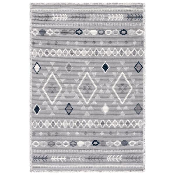 SAFAVIEH Marrakesh Gray/Light Gray 4 ft. x 6 ft. Geometric Striped Area Rug