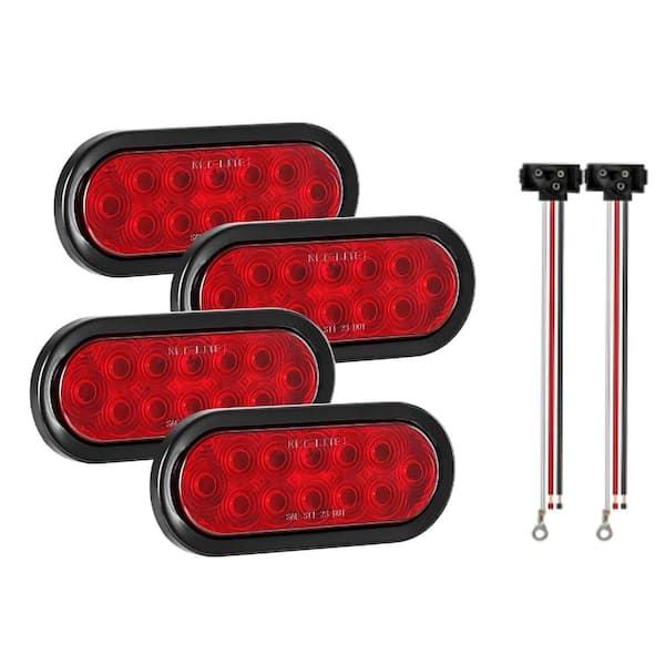 Trailer Lights, 4PCS 12V Oval LED Tail Lights Kit with Stop Brake Turn Lamp, Waterproof Tow Lighting