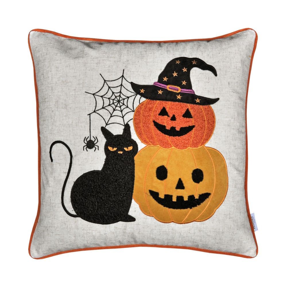 Halloween Black Cat and Pumpkin Stack Throw Pillow price history on PriceWatchPro