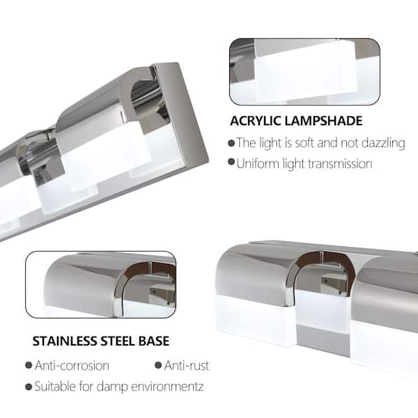 7.5 in. Modern Bathroom Vanity Lighting 4-Light Soft White LED Durable Vanity Lights Bar Over Mirror Bath Wall Lighting
