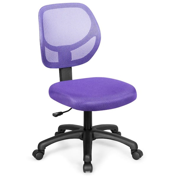 Black Mesh Office Desk Chair Study Writing Chair Armless Adjustable W/Cushion UK 