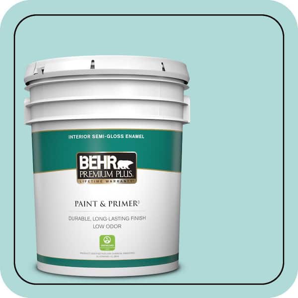 BEHR PREMIUM PLUS 5 gal. #510C-3 Rivers Edge Semi-Gloss Enamel Low Odor Interior Paint & Primer
