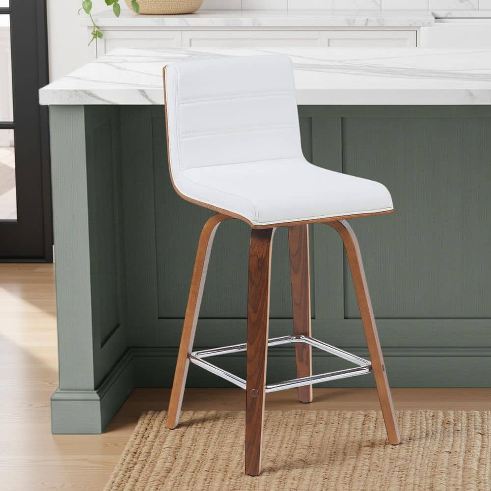 Armen Living Vienna 26 in. Counter Height White Upholstered Swivel