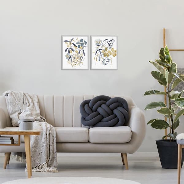 Whimsy Watercolor Botanicals by Krinlox 2 Piece Gray Framed Nature Giclee Art Print 14 in. x 11 in.