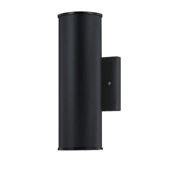 Uixe 1-light 12 in.Black Cylinder Outdoor Wall Light Modern Metal