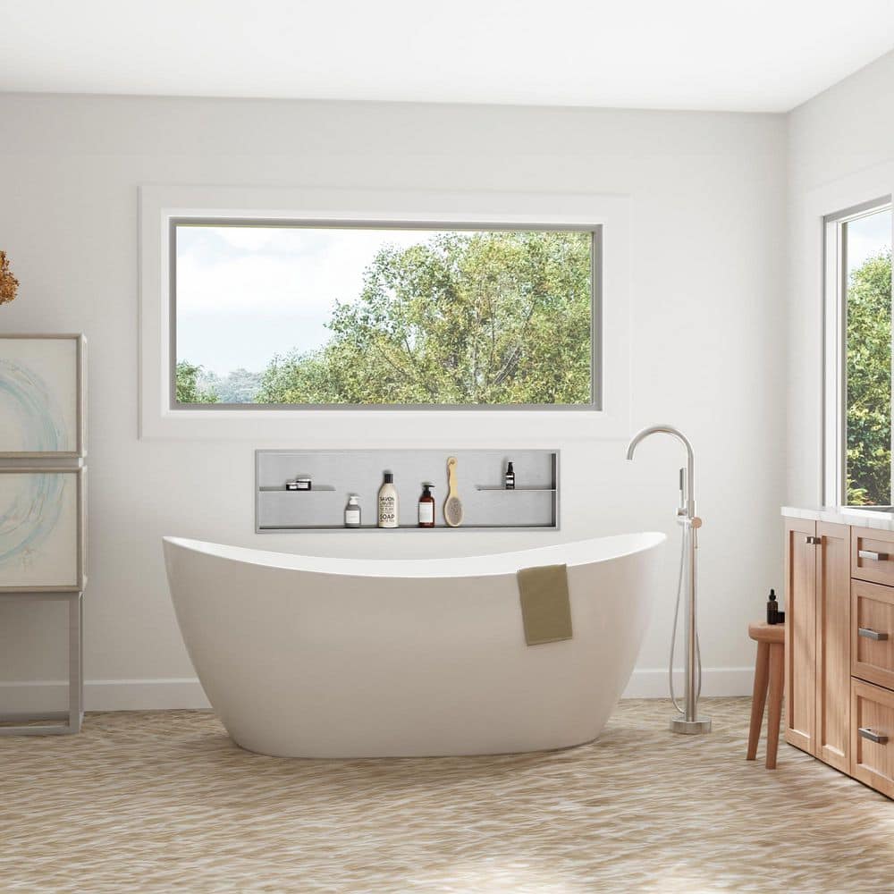 Brushed Nickel Freestanding Tub Filler with Diverter and Handshower