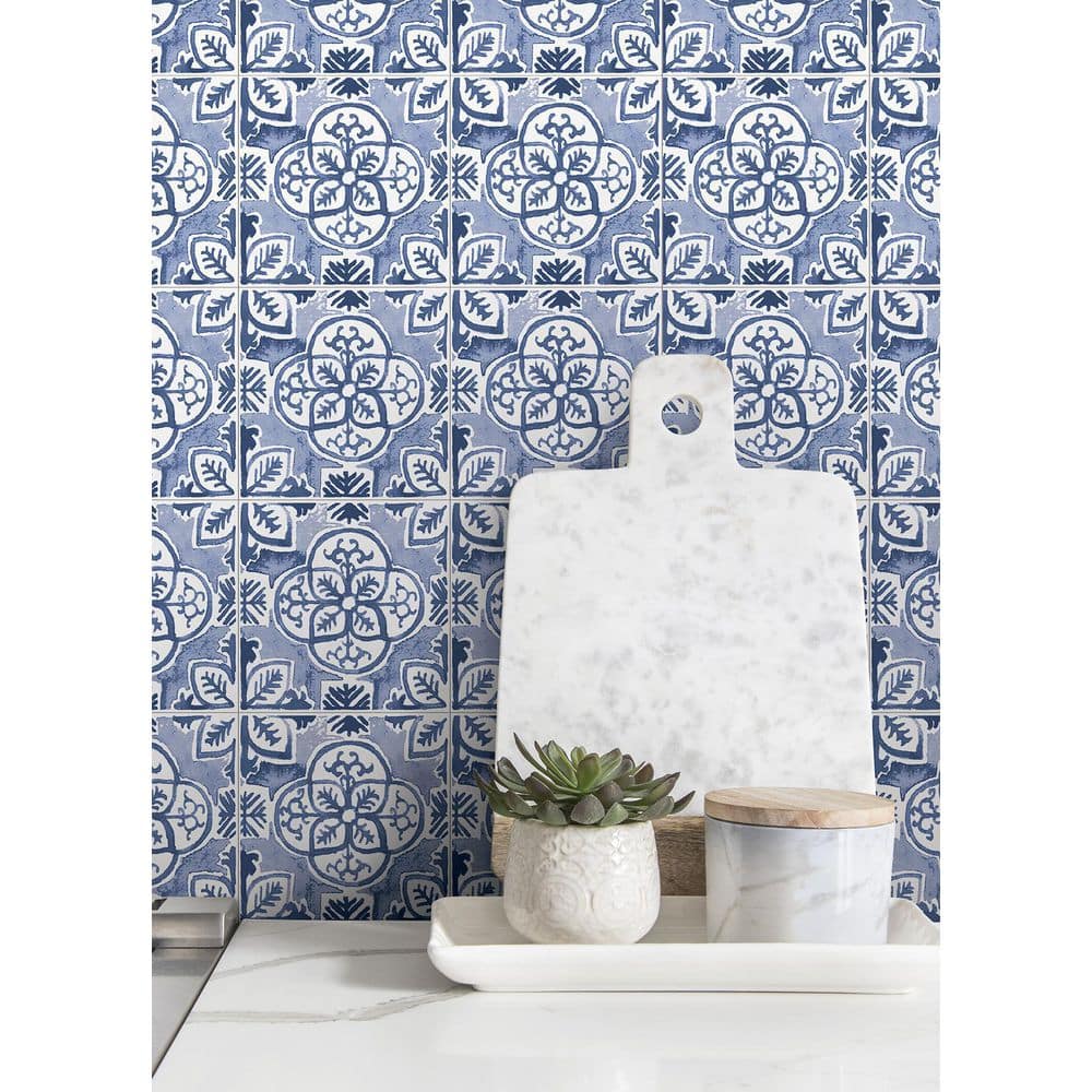 Caeli Blue and White Vinyl Peel & Stick Wall Tiles