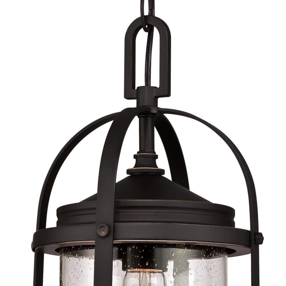 Grandview Oil Rubbed Bronze Outdoor Pendant with Clear Seeded Glass
