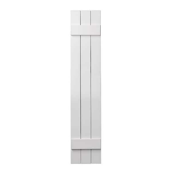 Ply Gem 11 in. x 47 in. Polypropylene Plastic 3-Board Closed Board and Batten Shutters Pair in White