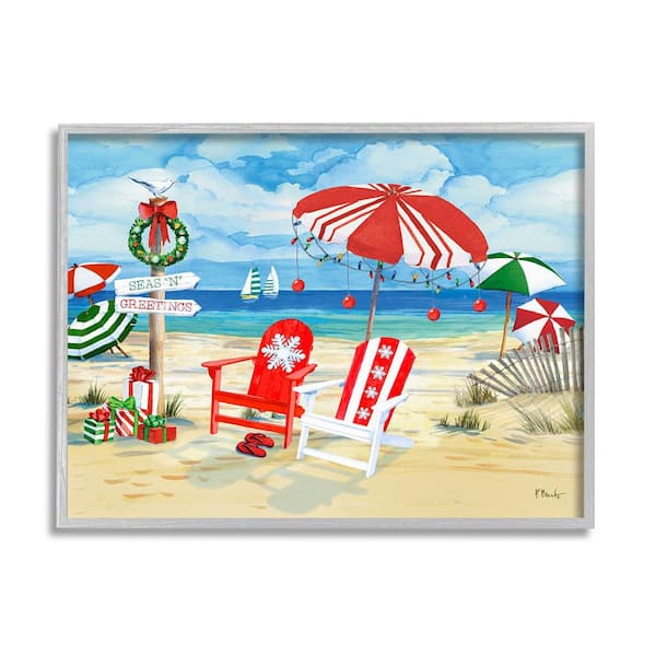 Stupell Industries Seas 'N' Greetings Scene by Paul Brent 1-Piece Framed Graphic Print Nature Poster Art Print 14 in. x 11 in.