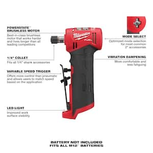 M12 FUEL 12V Lithium-Ion Brushless Cordless 1/4 in. Right Angle Die Grinder with XC Battery Pack 4.0 Ah and Starter Kit