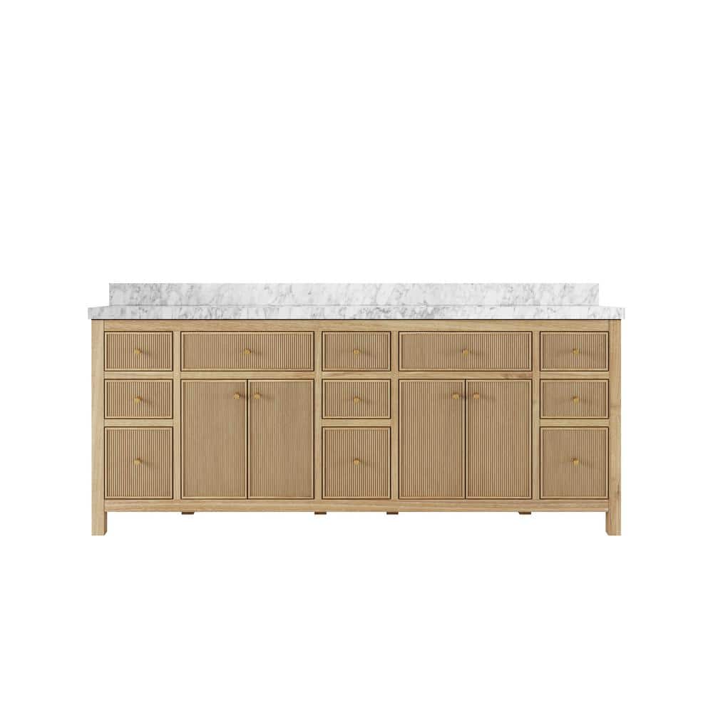 Sonoma Teak 84 in. W x 22 in. D x 36 in. H Double Sink Bath Vanity in Light Natural with 2 in. Carrara Marble Top price history on PriceWatchPro