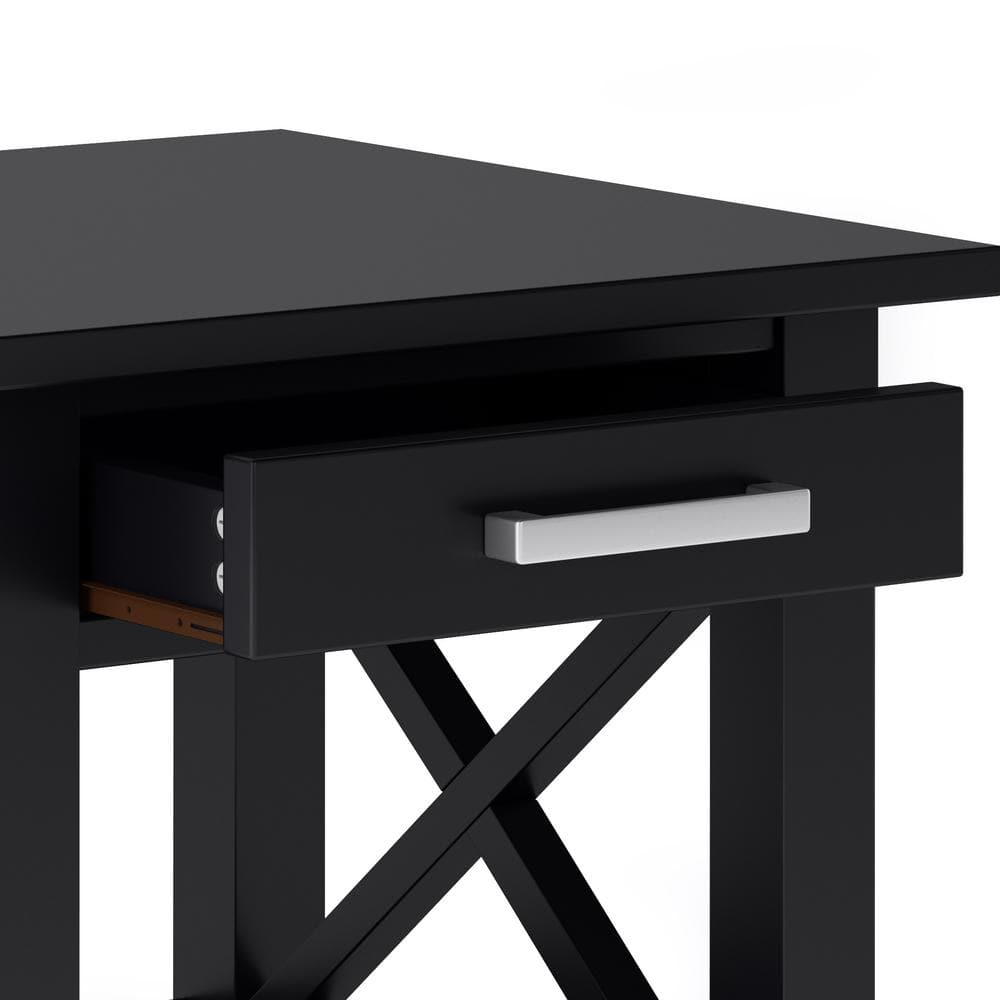 Black Pine Wood End Table with Storage Drawer