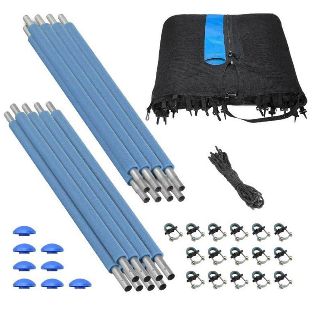 Trampoline Enclosure Set, to Fit 13 ft. Round Frames, for 4 or 8 W-Shaped Legs -Set Includes: Net, Poles & Hardware Only