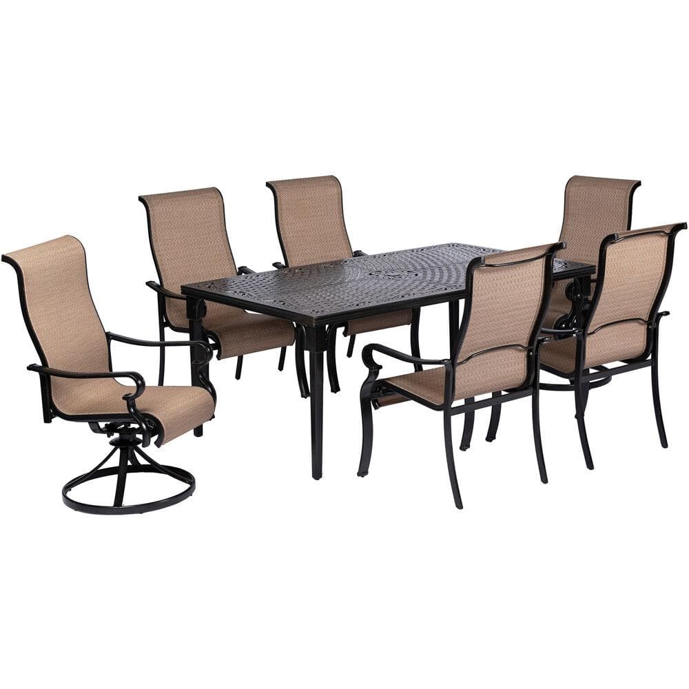 Hanover 7Piece Aluminum Outdoor Dining Set with a 40 in. x 70 in. Cast