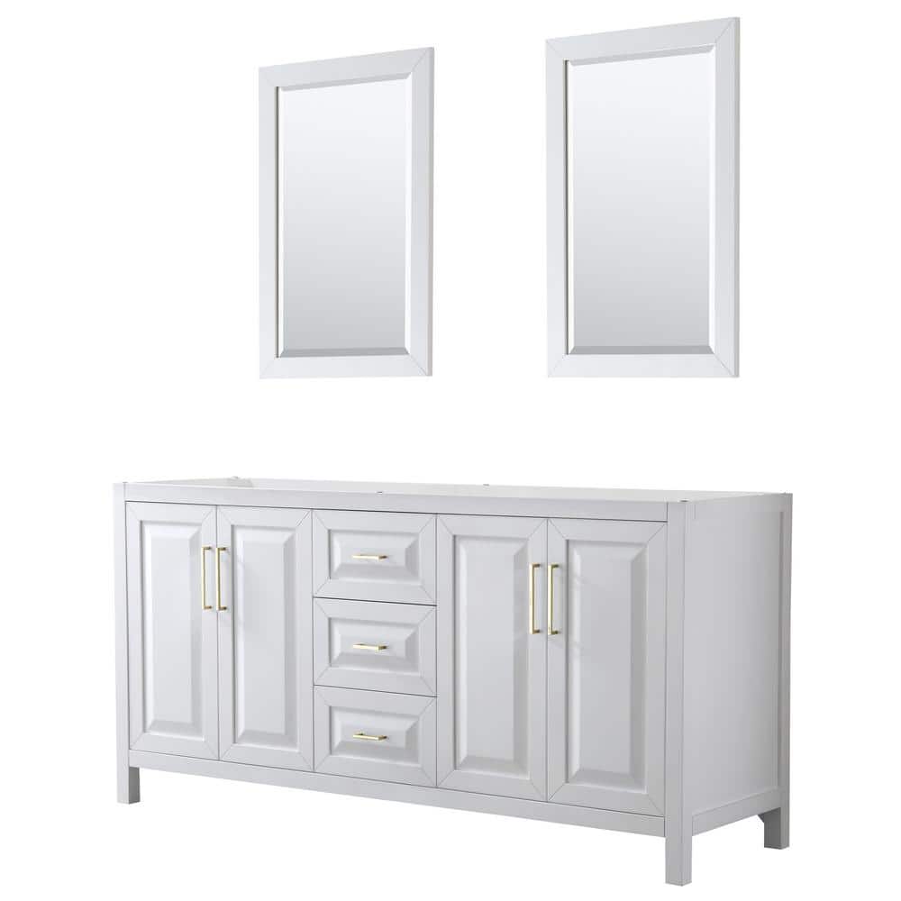 Daria 71" White and Gold Double Bathroom Vanity