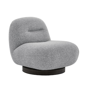 Lucas 32.75 in. W Gray Fabric Swivel Side Chair with Solid Wood Frame for Living Room