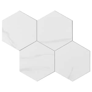 Yukon Carrara Hexagon 10.27 in. x 11.85 in. 4 mm Stone Peel and Stick Backsplash Tile (6.72 sq. ft./8-Pack)