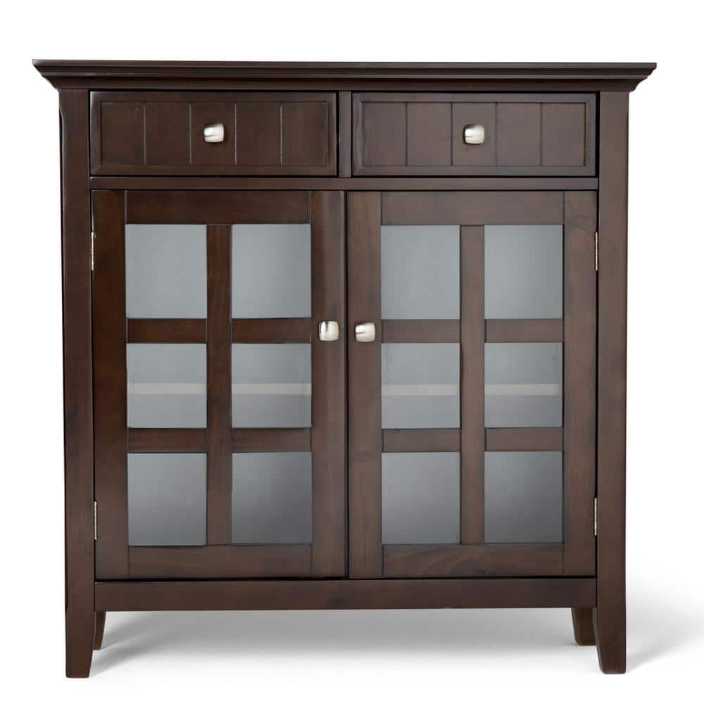 Brunette Brown Wood Freestanding Office Storage Cabinet with Adjustable Shelving