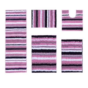 Griffie Collection Purple Polyester 5-Piece Bath Rug Set
