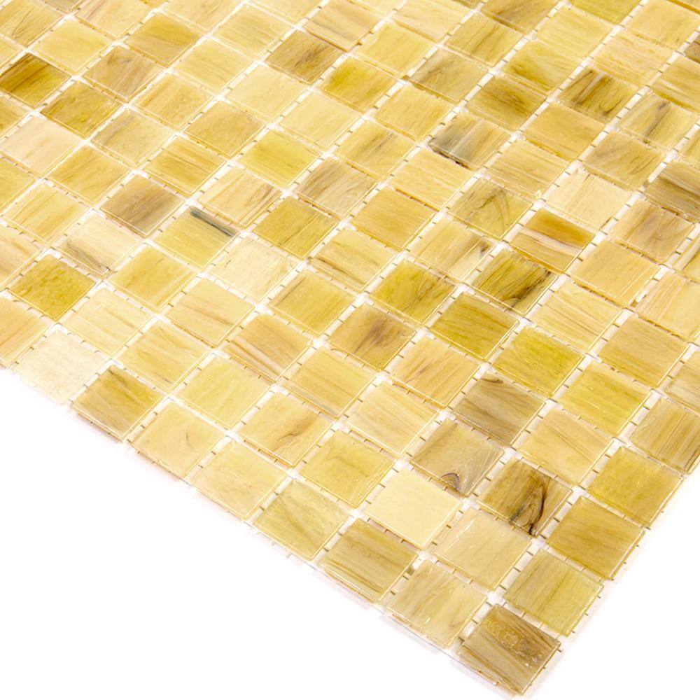 Celestial 12 in. x 12 in. Glossy Yellow Glass Mosaic Tile